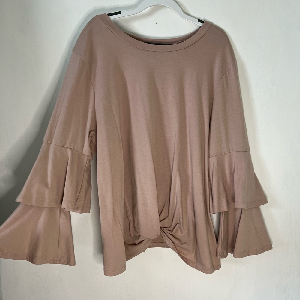 Formal Shirt Rose color knot design in front. Fringy sleeves